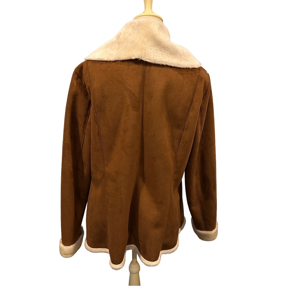 Relativity Rich Brown Faux Suede Sherpa Style Button Front Jacket XL - Picture 5 of 12